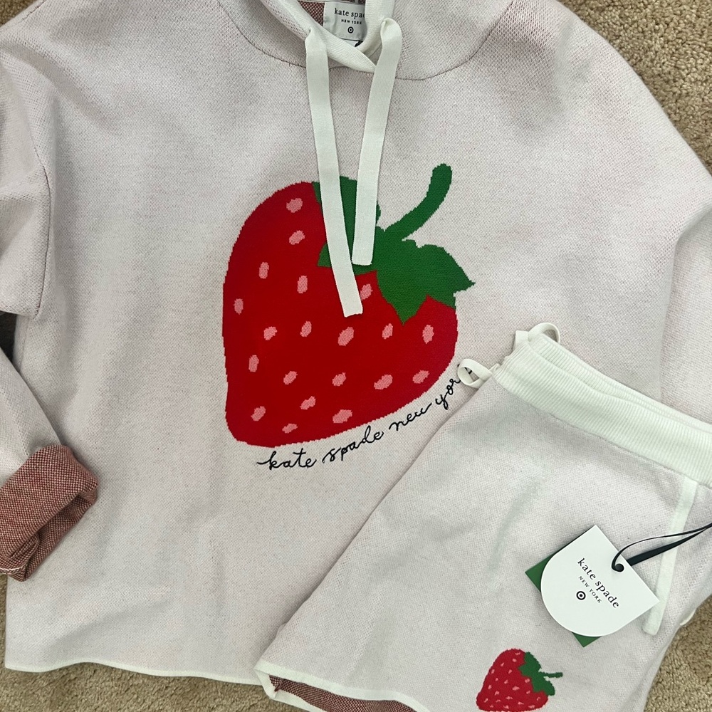 kate spade strawberry knit lounge set